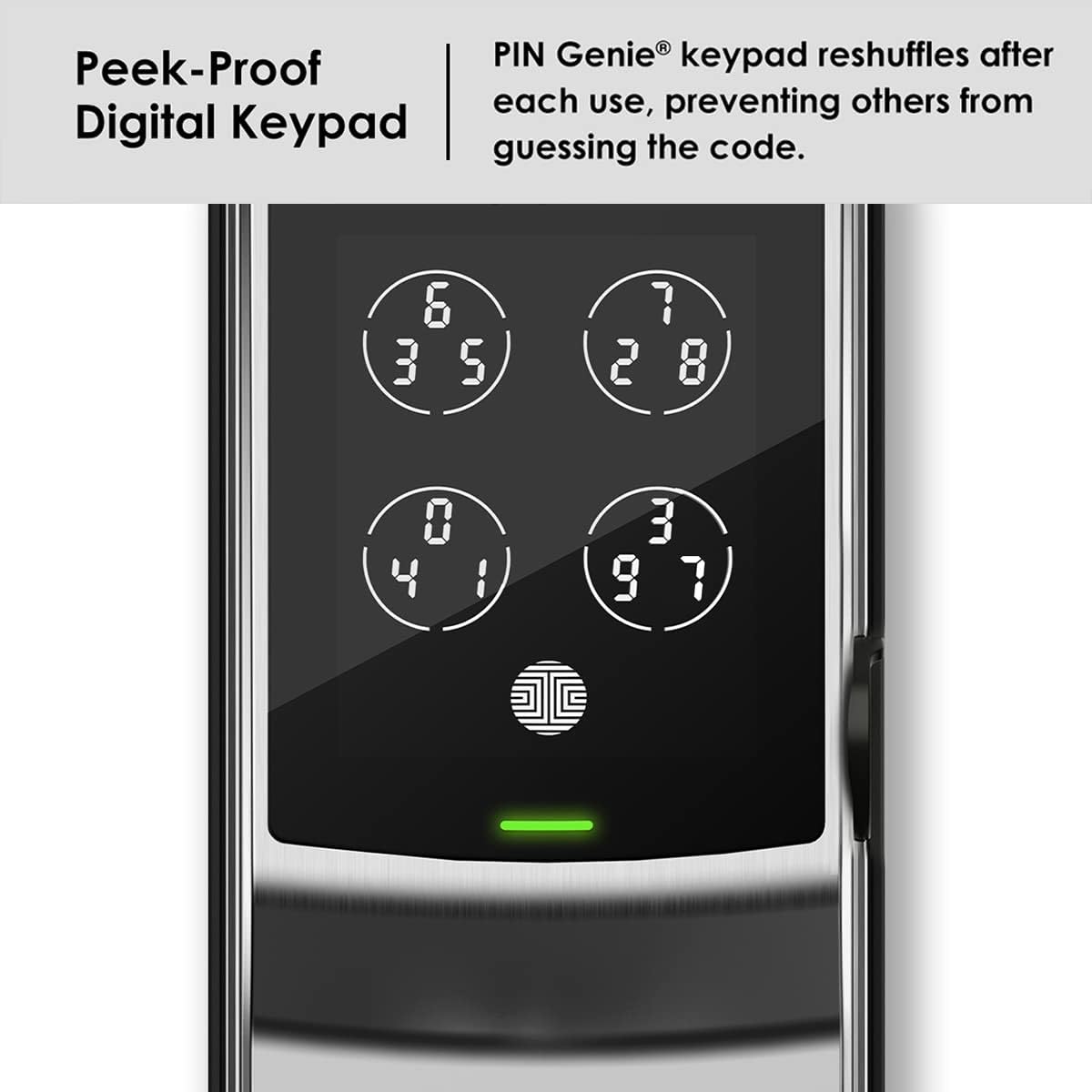 Lockly Smart Door Lock  C Keyless Entry with Biometric Fingerprint, Voice Control, Matte Black, Latch Edition, Wi-Fi & Bluetooth Enabled
