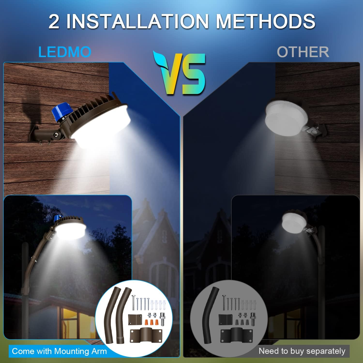 120W LED Barn Light Dusk to Dawn Outdoor Lighting 18000lm 5000K LED Security Lights Adjustable Angle IP65 Waterproof Flood Lights Outdoor for Yard Warehouse ? Pack