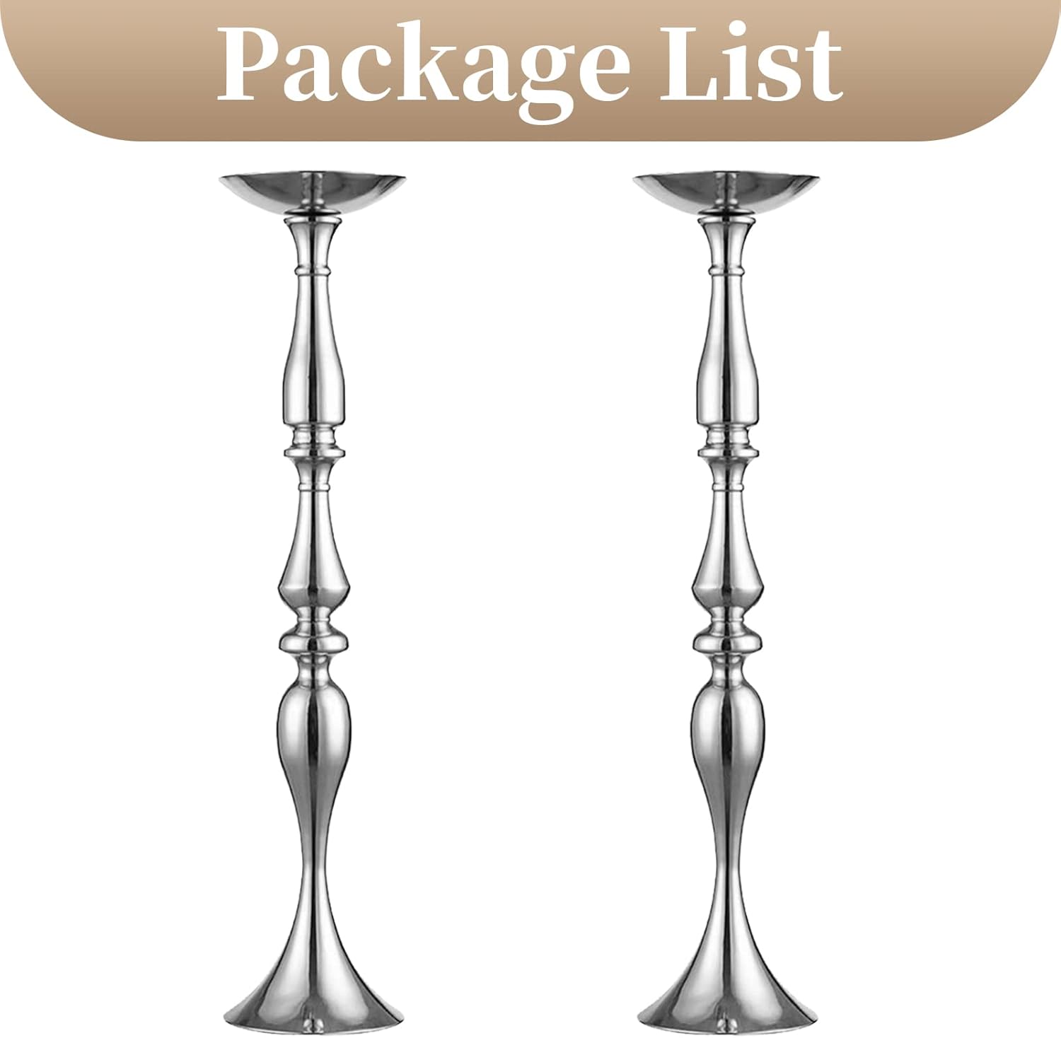 Elegant Silver Metal Wedding Centerpiece Stand 31.5     C Tall Tabletop Decor for Events & Parties