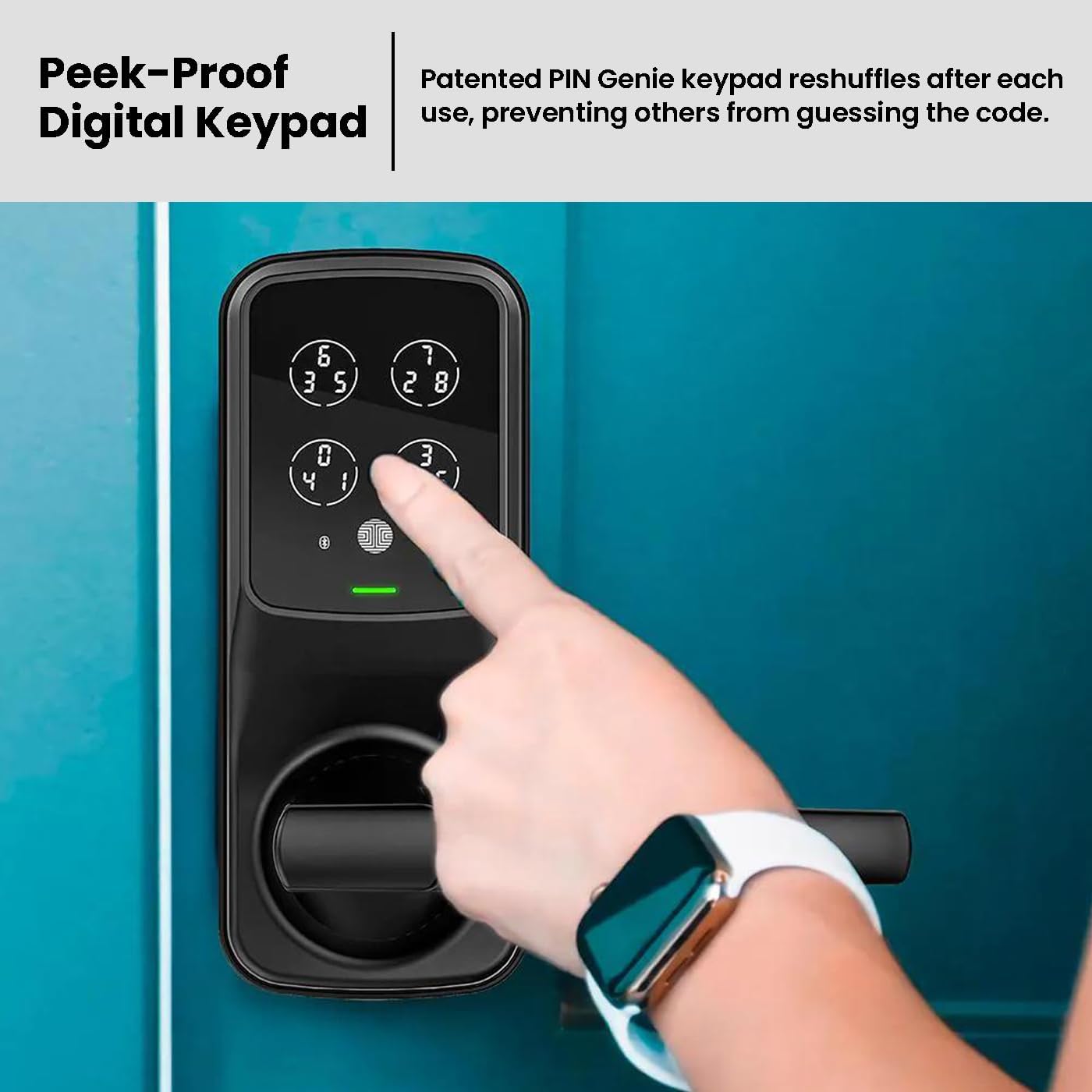Lockly Smart Door Lock  C Keyless Entry with Biometric Fingerprint, Voice Control, Matte Black, Latch Edition, Wi-Fi & Bluetooth Enabled