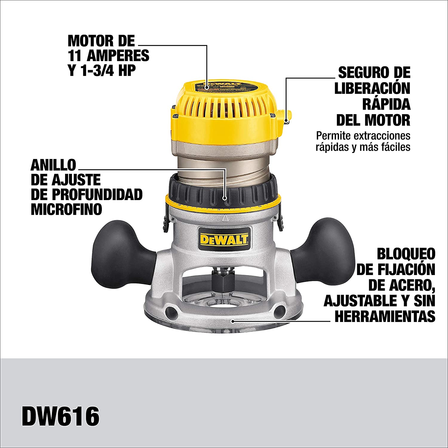 Router, Fixed Base, 1-3/4-HP (DW616) , Yellow