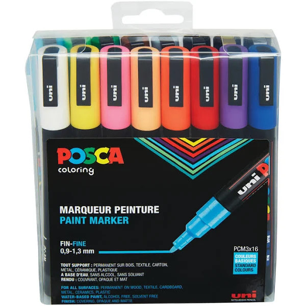 Posca 16-Color Paint Marker Set, PC-3M Fine