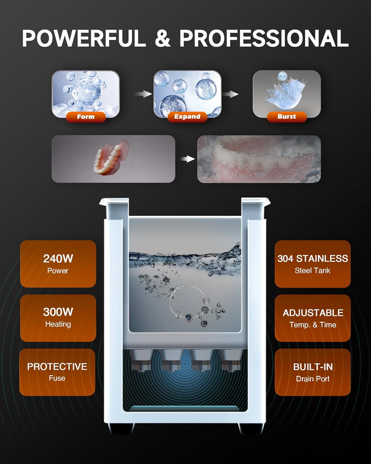 30L Large Ultrasonic Cleaner, Total 1400W Professional Industrial Auto Cleaning Machine for Carburetor Tools Parts Instrument, 40kHz Digital Sonic Cavitation Cleaner with Heater & Timer