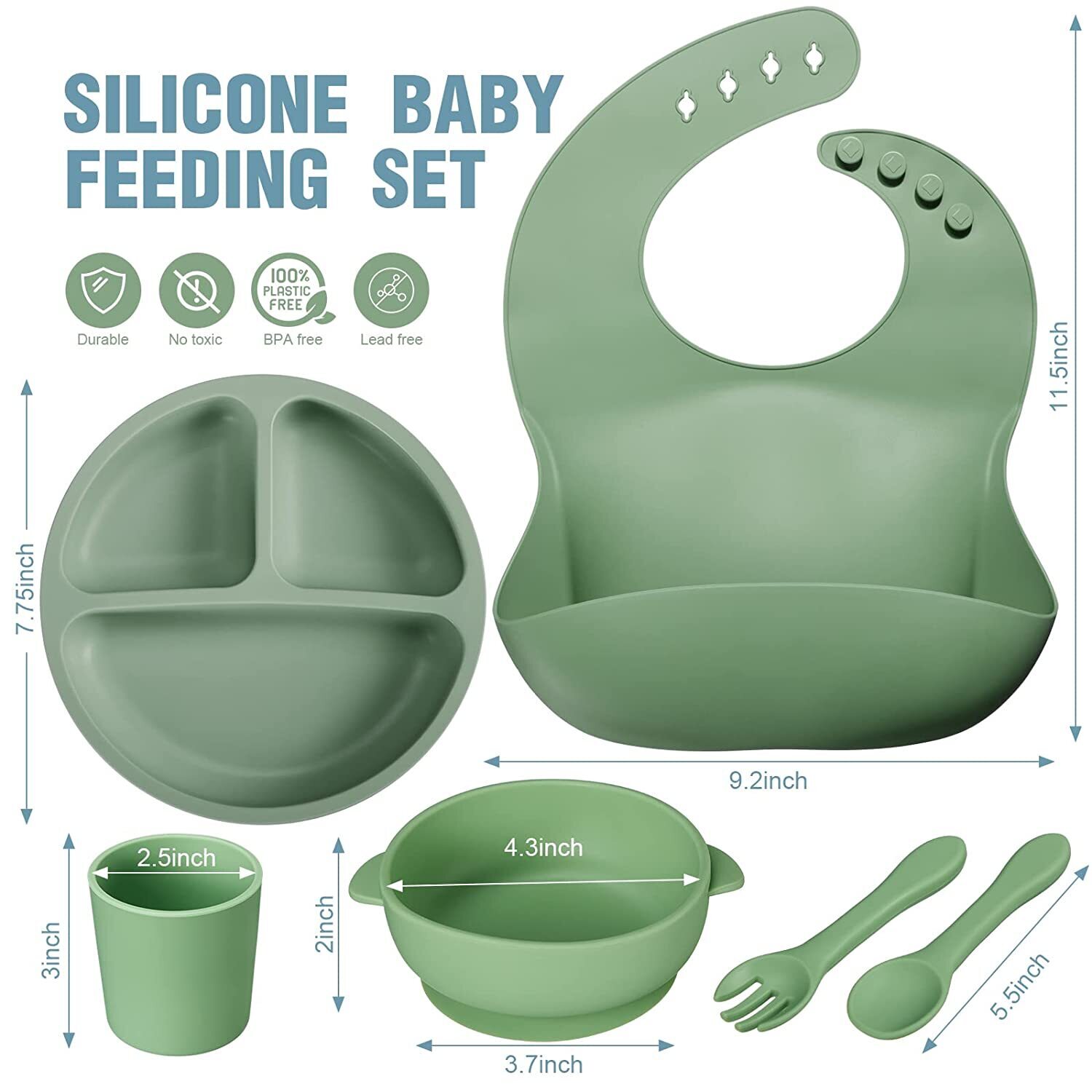 Silicone Baby Feeding Set by [Brand]  C 12-Piece, Includes Bibs, Plates, Bowls, Utensils, Cups, Safe & Durable