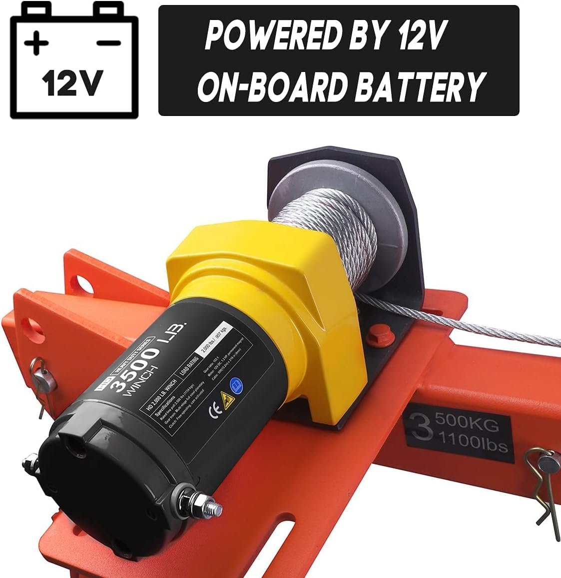 Pismire Winch Versatile 0.5T Folding Truck-Mounted Bed Crane Hoist Lift Pickup with Electric Winch 3500 lb 12V, Painted Steel 1100 lb Pickup 360�� Swivel Base