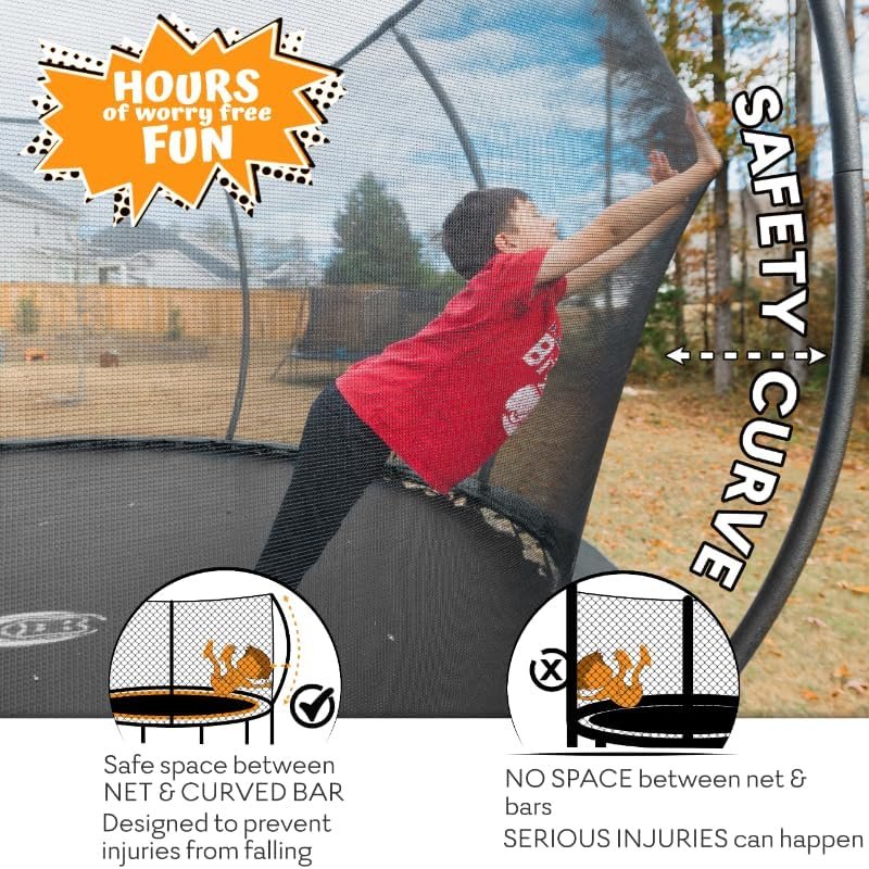 JUMPZYLLA Trampoline 8FT 10FT 12FT 14FT 15FT 16FT Trampoline with Enclosure �C Recreational Trampolines with Ladder and AntiRust Coating, ASTM Approval Outdoor Trampoline for Kids