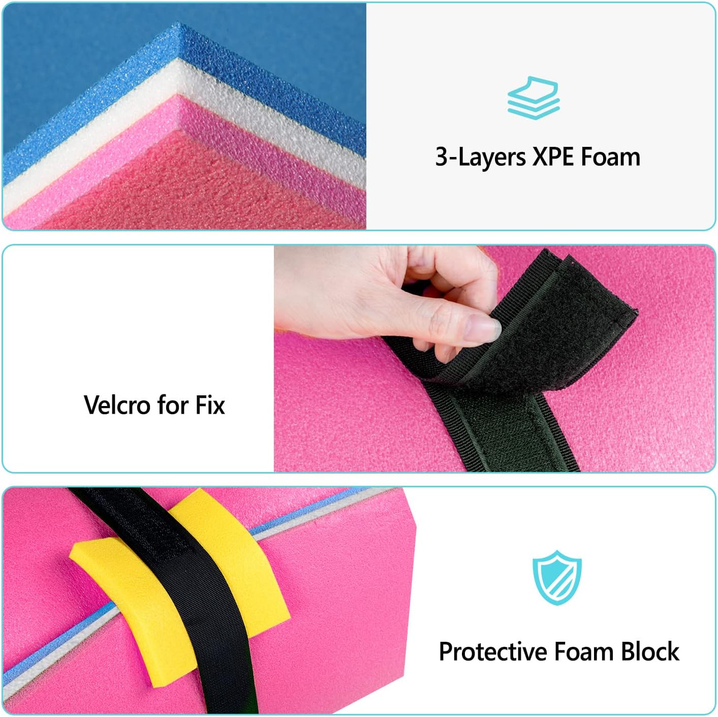 Floating Water Mat, 9/12/18 FT Lily Pad Floating Mat for The Water, 3-Layer XPE Foam Water Floating Island w/Bungee Tether & Storage Straps for Lake Pool Beach River