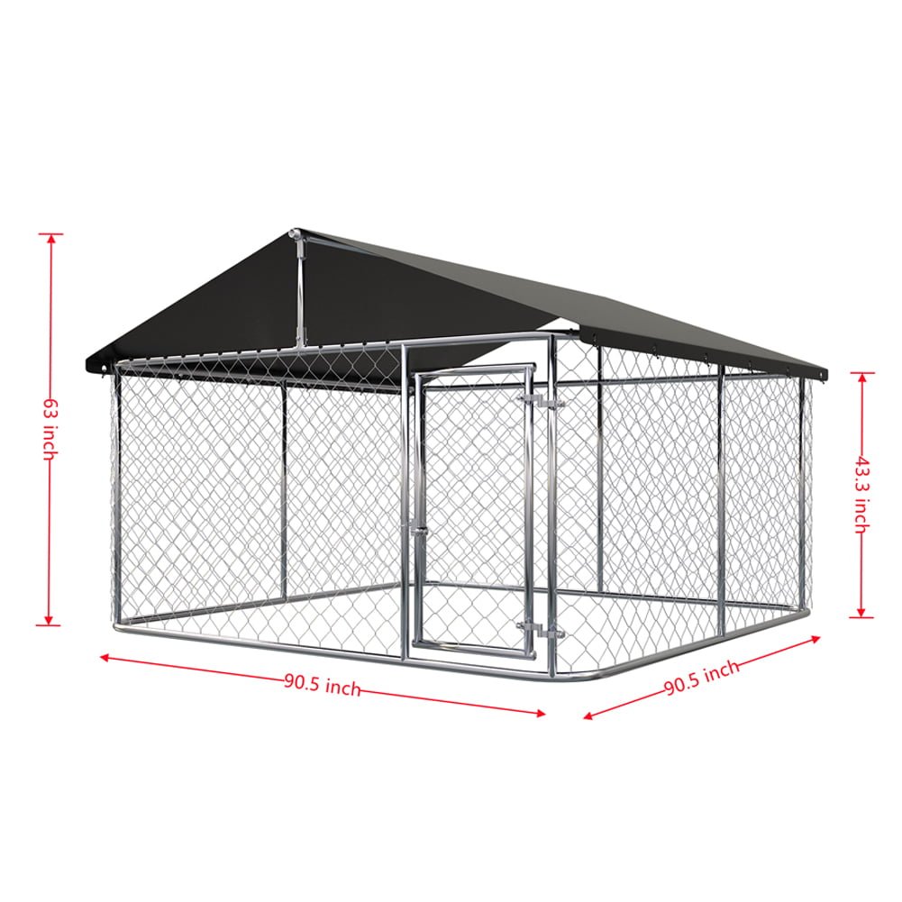Outdoor Dog Kennel Dog Cage Dog Playpen Dog Fence Chicken Coop Hen House Heavy Duty Pet Playpen with Large Galvanized Chain Link with UV and Water Resistant Black Proof Cover