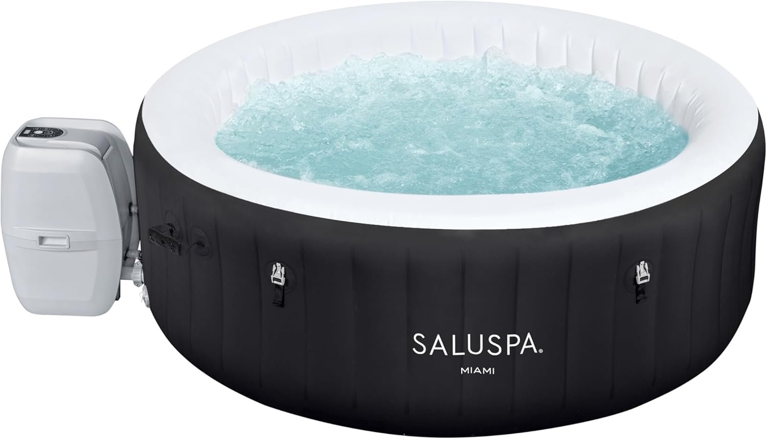 Bestway SaluSpa Miami EnergySense AirJet Inflatable Hot Tub Spa (71��� x 26���) | Portable Hot Tub with 2 Covers (1 Energy-Efficient Thermal Cover and 1 Standard Cover) | Fits Up to 2-4 Persons | Black