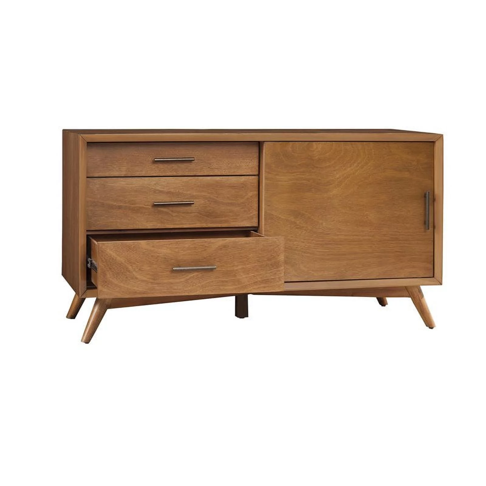 Home Square 4 Piece Set with Small TV Console Full Wood Bed & Large Nightstand