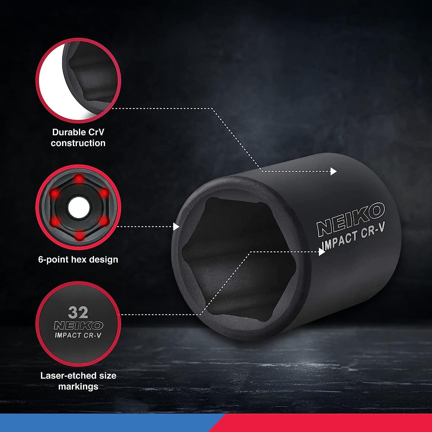 Chrome Vanadium Impact Socket Set 1/2    Drive, 65-Piece, SAE & Metric, Deep & Shallow, Includes Adapters & Ratchet Handle