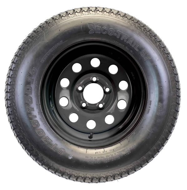 2-Pk Trailer Tire On Black Wheel Modular Rim ST205/75D15 LRC 5 Lug On 4.5 15 x 5.