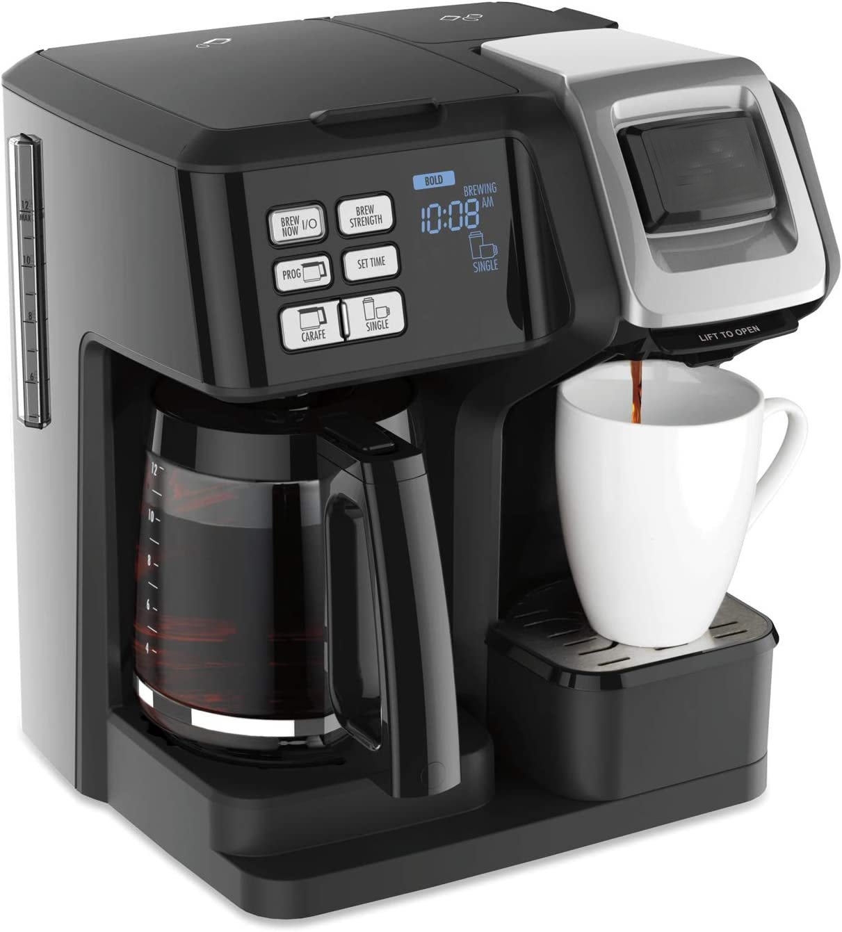 Fast Brew 3-Way Coffee Maker, Single Serve & 12-Cup Pot, Large Reservoir, Easy Programming, Black