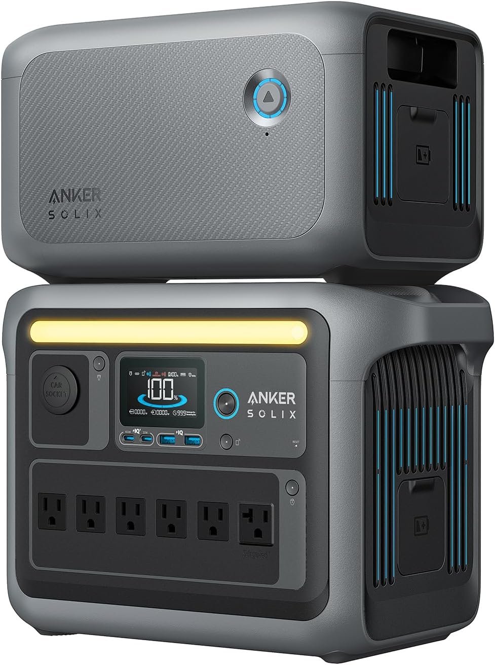 Anker SOLIX C1000 Portable Power Station with 200W Solar Panel, 1800W Solar Generator, 1056wh LFP (LiFePO4) Battery, 6 AC Outlets, Up to 2400W for Home, Power Outages, and Outdoor Camping