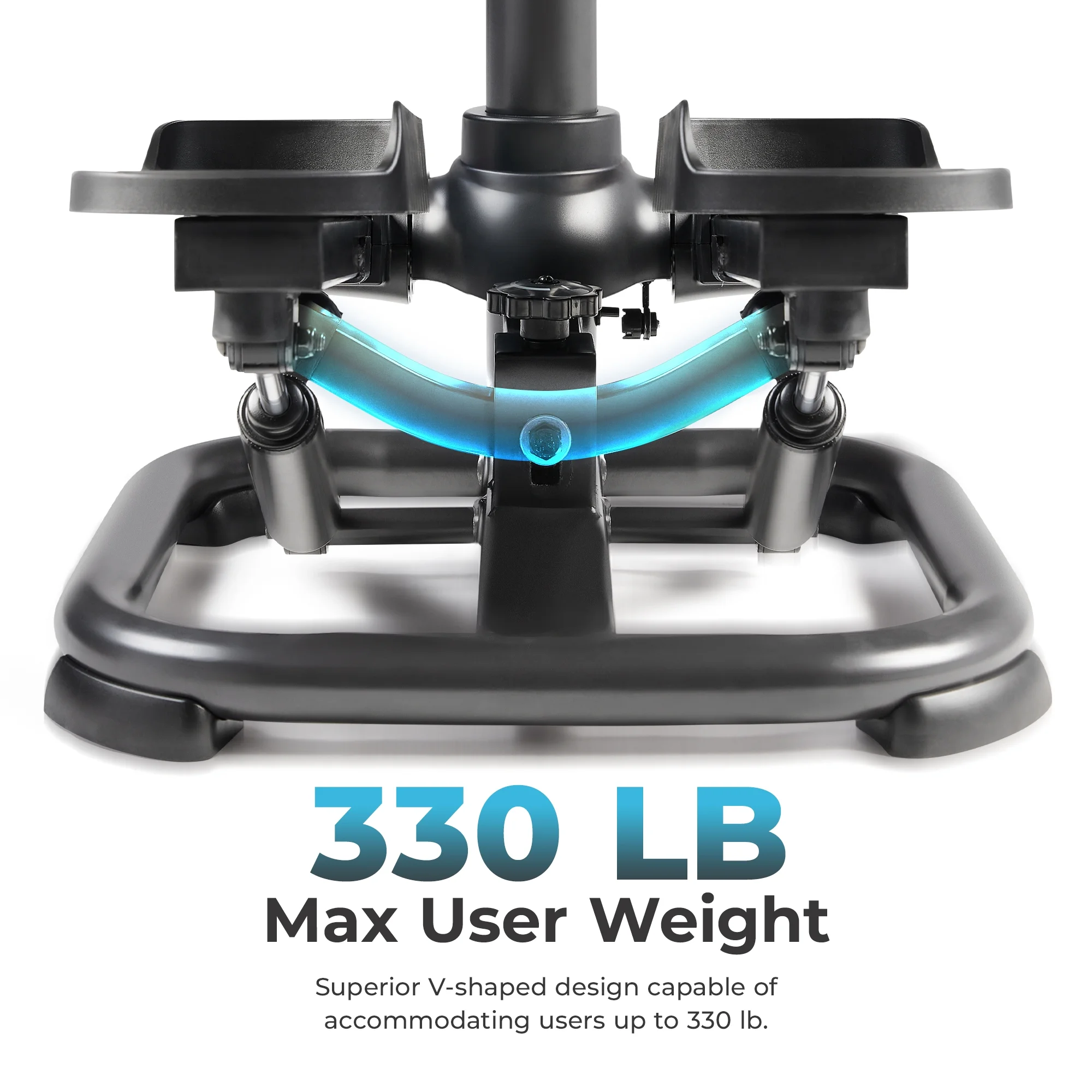 Sunny Health & Fitness Duo Function Premium Heavy Duty 330 LB Capacity Power Stepper with Resistance Bands, Space-Saving Low Impact Peddle w SunnyFit? App Enhanced Connectivity - SF-S021055