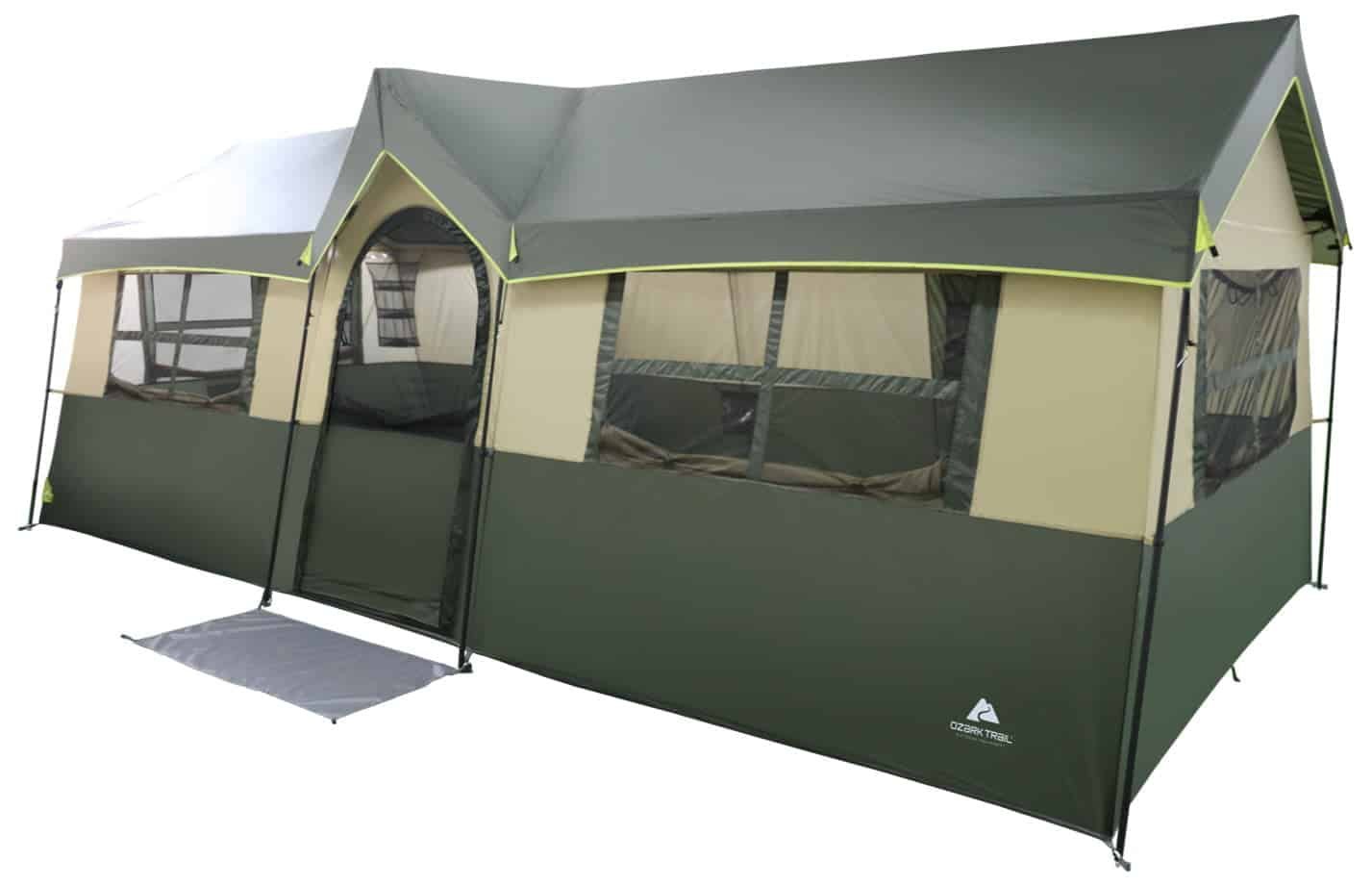 Hazel Creek 12 Person Cabin Tent, 3 Rooms, Green