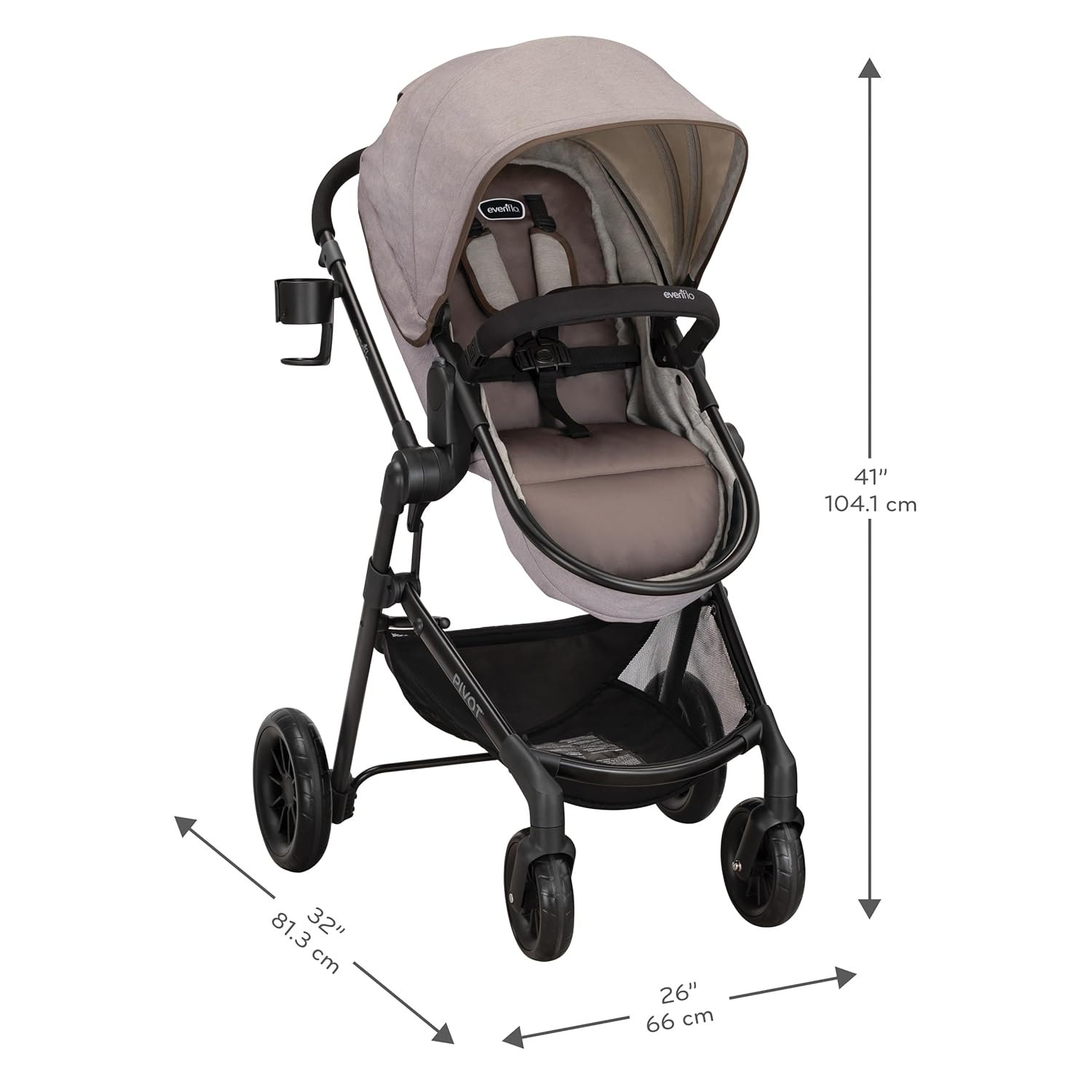 Pivot Modular Travel System with LiteMax Infant Car Seat with Anti-Rebound Bar (Desert Tan)