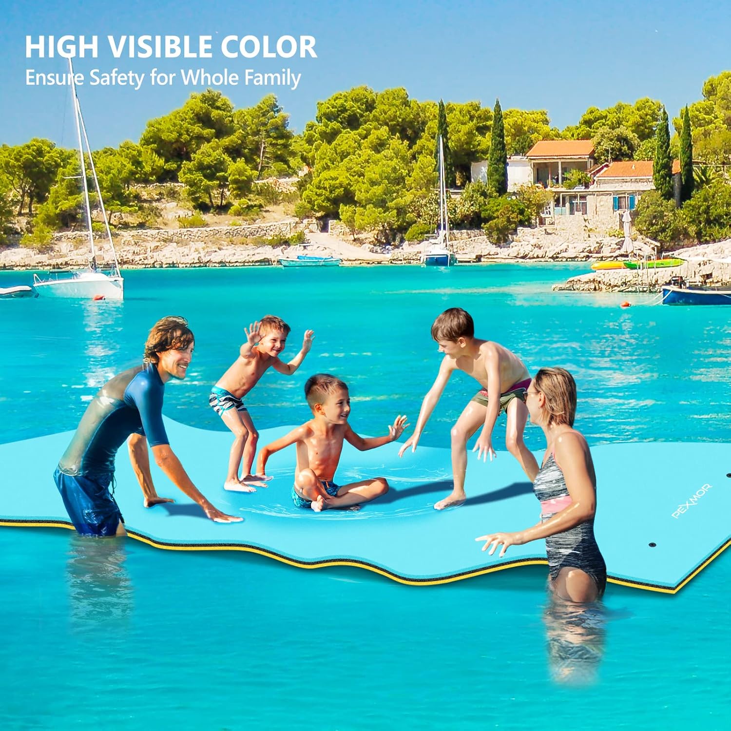 Floating Water Mat, 9/12/18 FT Lily Pad Floating Mat for The Water, 3-Layer XPE Foam Water Floating Island w/Bungee Tether & Storage Straps for Lake Pool Beach River