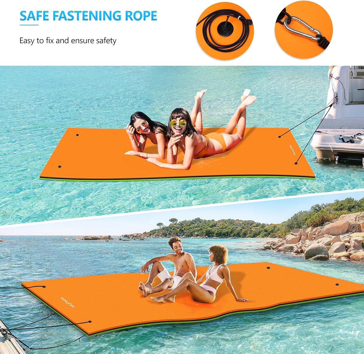 Floating Water Mat, 9/12/18 FT Lily Pad Floating Mat for The Water, 3-Layer XPE Foam Water Floating Island w/Bungee Tether & Storage Straps for Lake Pool Beach River