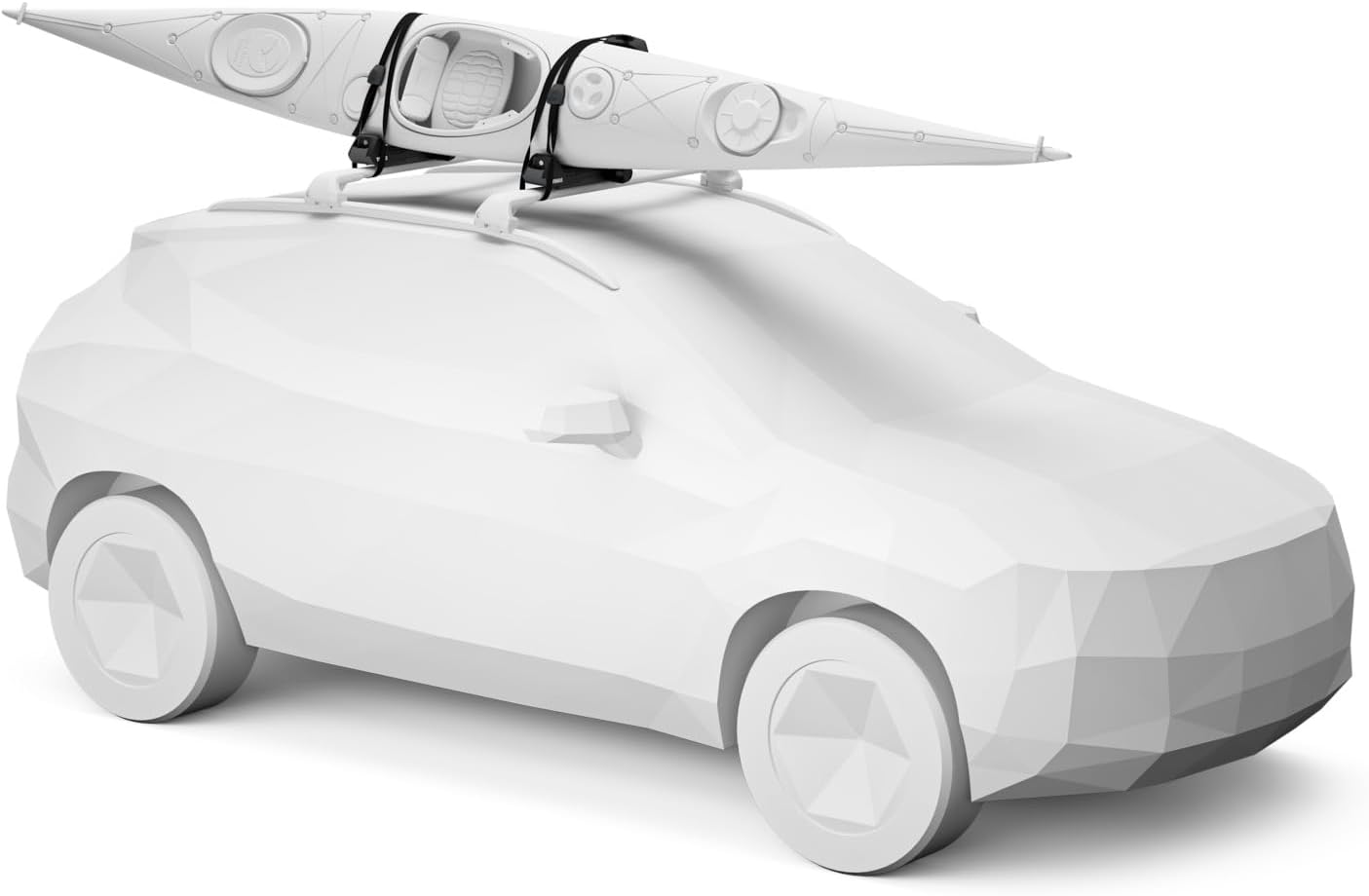 Hull-a-Port Aero Rooftop Kayak Rack - Carries 1 kayak - Anti-theft design - Foldable design - Rubber padding mounting surface - Easy strap management - 75lb weight capacity