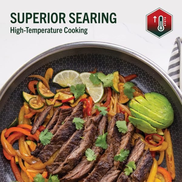 HexClad Hybrid Nonstick 12-Inch Fry Pan with Tempered Glass Lid, Stay-Cool Handle, Dishwasher and Oven Safe