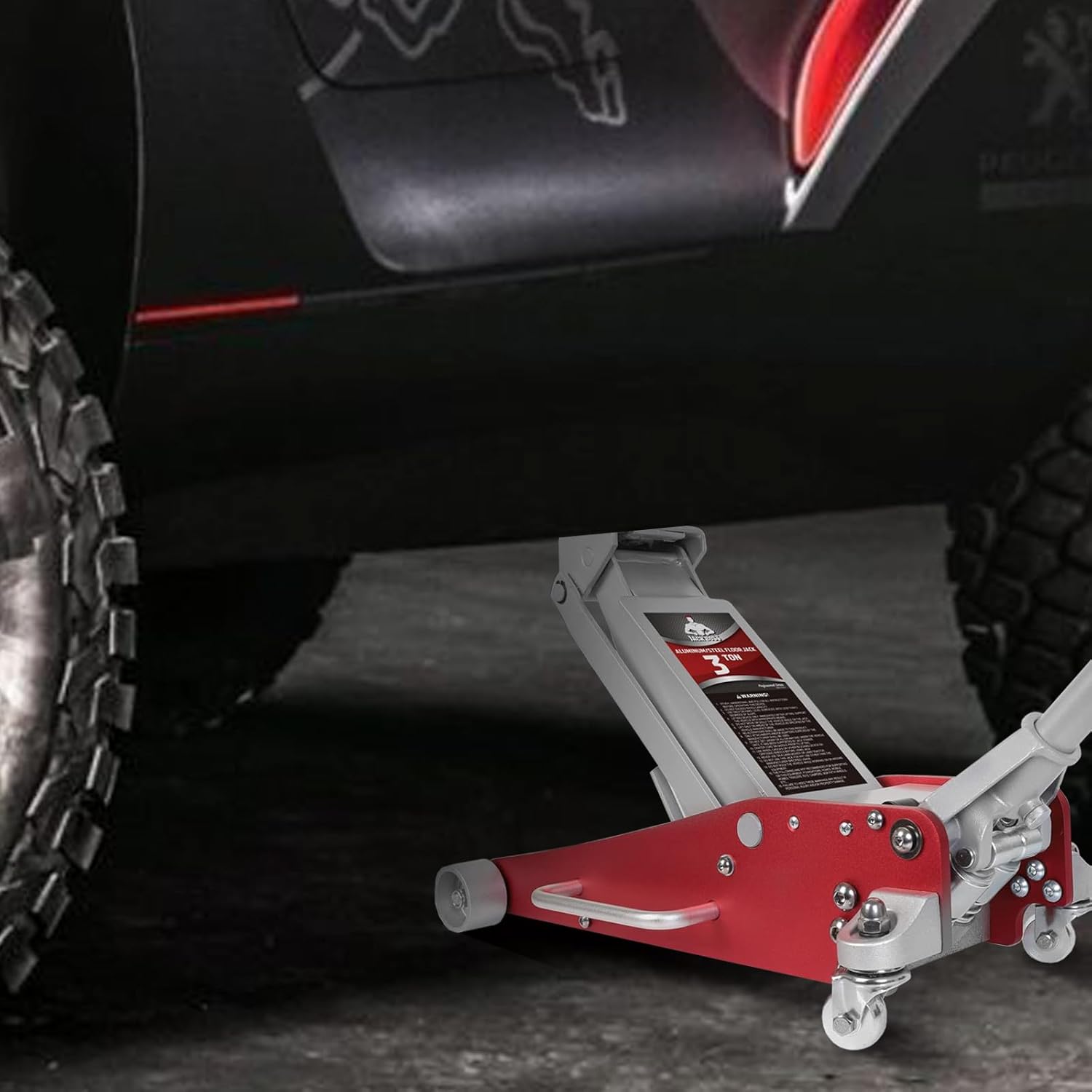 Aluminum and Steel Car Jack, 3 Ton (6,600 LBs) Hydraulic Floor Jack with Dual Piston Quick Lift Pump, Lifting Range 3-15/16