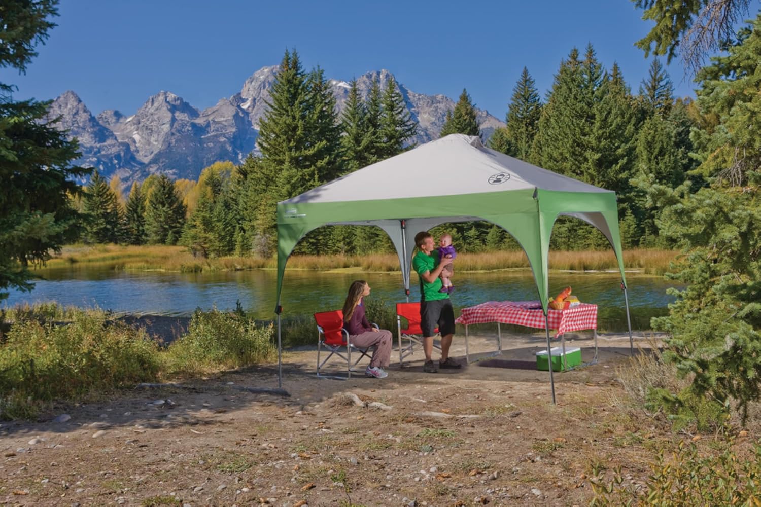 Canopy Sun Shelter with Instant Setup, Sun Shelter with Wheeled Carry Bag Sets Up in about 3 Mins, 7x5ft, 10x10ft, or 12x12ft Canopy for Sporting Events, Tailgating, Camping, & More