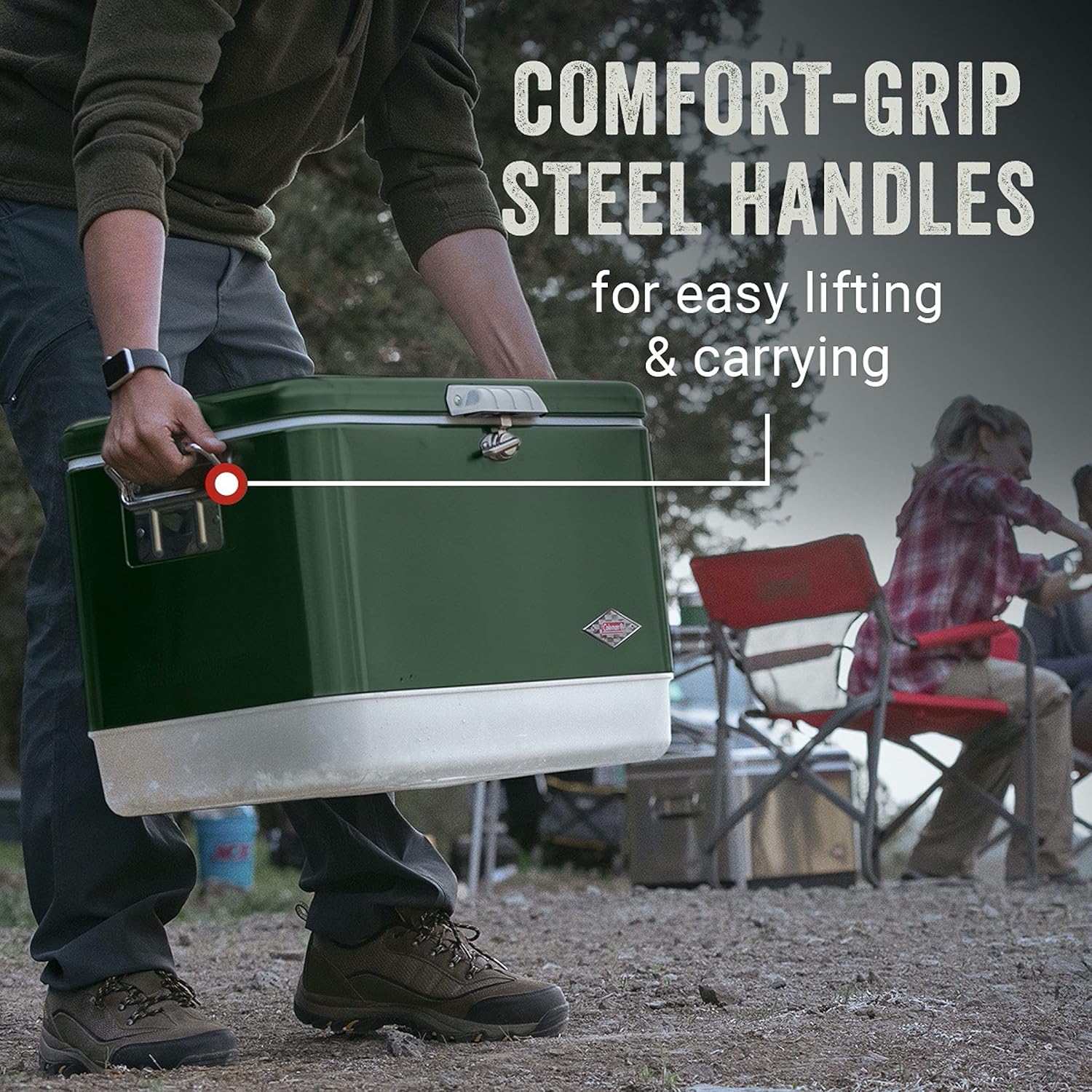 Cooler | Steel-Belted Cooler Keeps Ice Up to 4 Days | 54-Quart Cooler for Camping, BBQs, Tailgating & Outdoor Activities