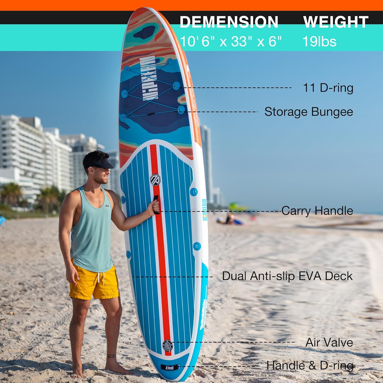 Stand Up Paddle Board with SUP Accessories, Anti-Slip EVA Deck, 10 ?�� ?Inflatable Paddle Boards for Adults & Youth of All Skill Levels