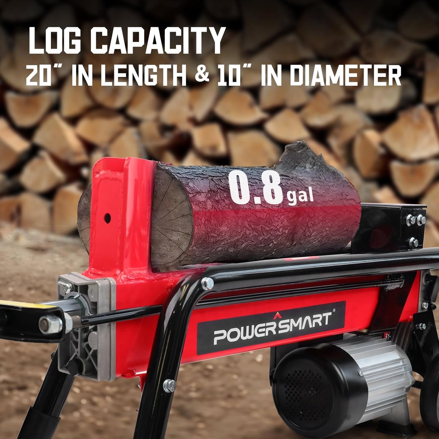PowerSmart Electric Log Splitter 7-Ton �C Efficient Wood Splitter with 3500 Motor Speed, 15 Amp, Horizontal Full Beam Design and Steel Wedge for Firewood & Kindling Cutting