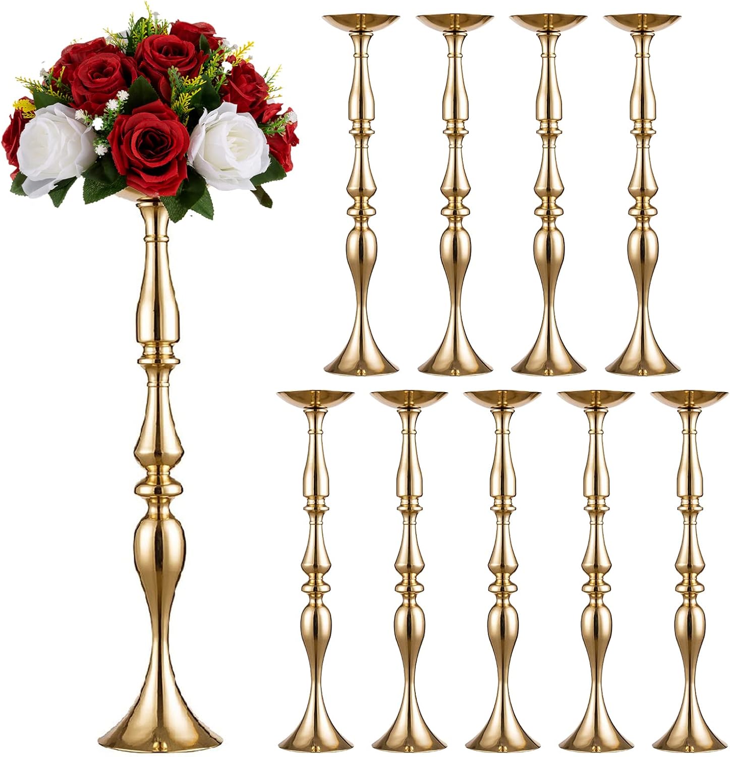 Elegant Silver Metal Wedding Centerpiece Stand 31.5     C Tall Tabletop Decor for Events & Parties