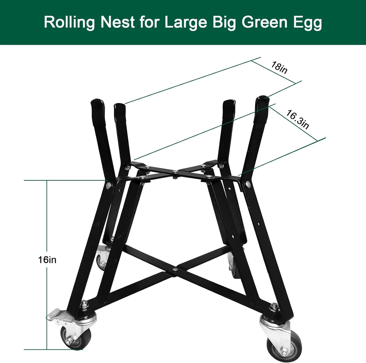 Rolling Nest for Big Green Egg and Kamado Joe - Heavy Duty Grill Stand