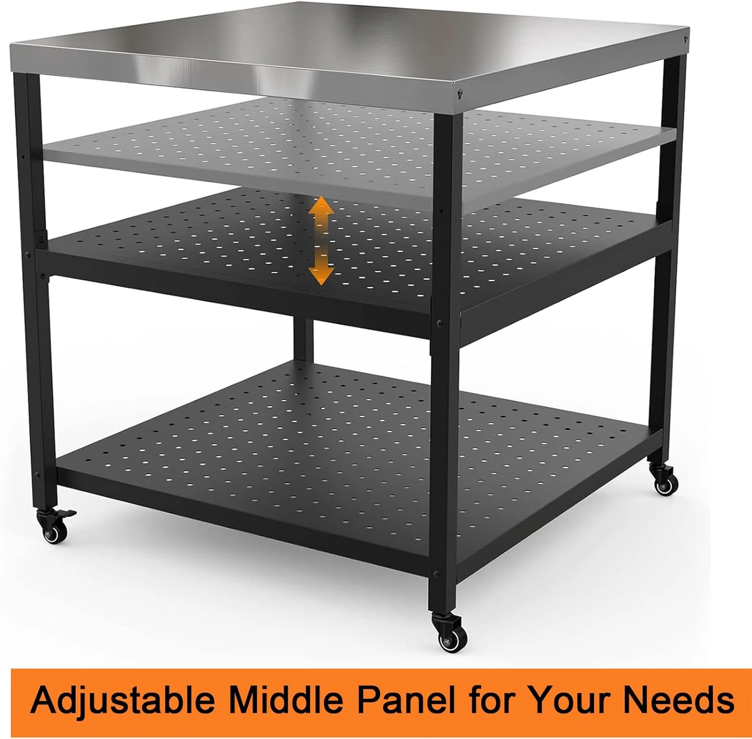 Large Stainless Steel Grill Cart and Pizza Oven Stand - Modular Table