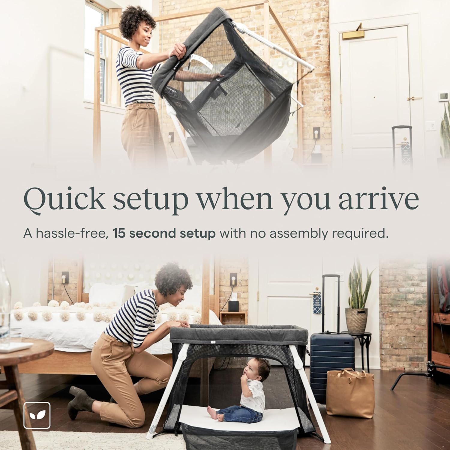 Lotus Travel Crib  C Lightweight Aluminum Portable Play Yard with Backpack, Safe for Infants, Easy Fold, Includes Mattress, Grey/Black/White