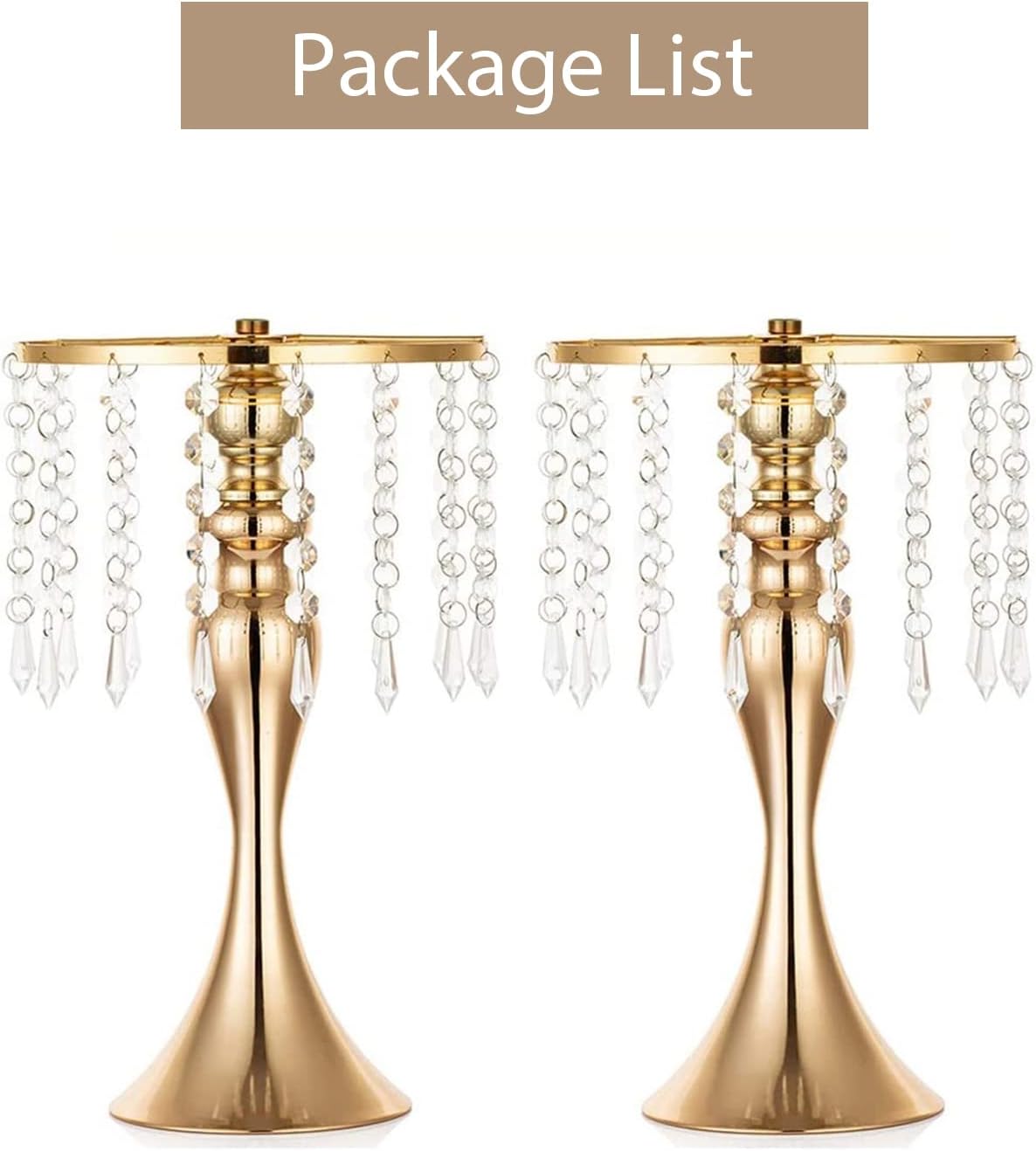 Sziqiqi Gold Metal Crystal Centerpiece Riser, 21.3    Tall, Pack of 10, Elegant Floral Stand for Weddings & Events