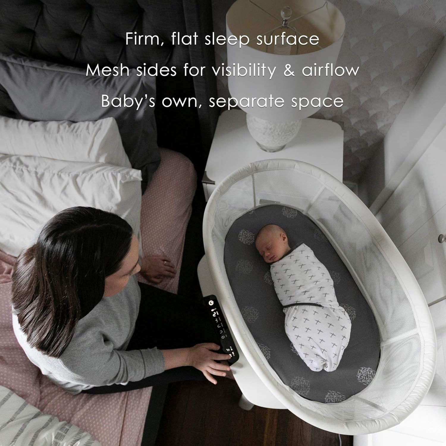 Sleep Bassinet, Supports Baby's Sleep with Adjustable Features - 5 Motions, 5 Speeds, 4 Soothing Sounds and 2 Heights