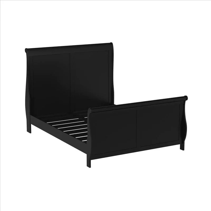 Gorgeous Black 3pc Beautiful Louis Philippe Style California King Size Sleigh Bed 2x Nightstand Set Wooden Bedroom Furniture