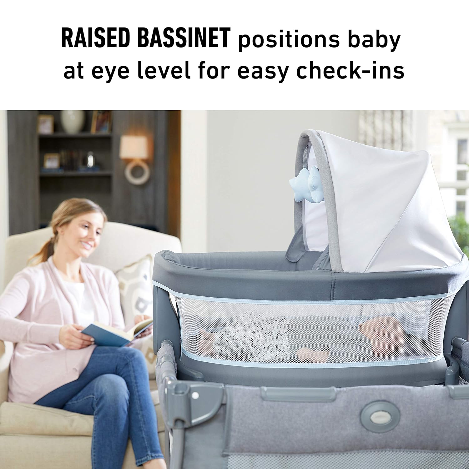 Graco Pack 'n Play Close2Baby Bassinet Playard Features Portable Bassinet Diaper Changer and More, Derby