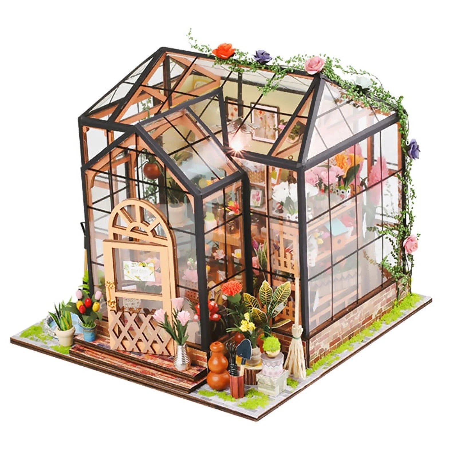 DIY Miniature Dollhouse Handmade DIY Building Kits Jenny Greenhouse Wooden Doll House Flowerhouse Handmade Toys Gifts for Kids