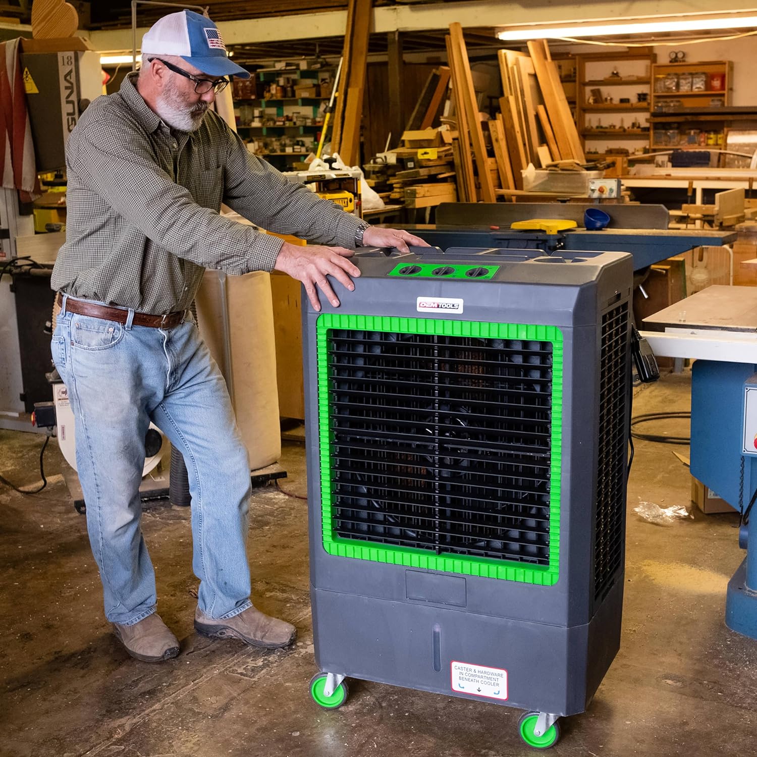 23969 3-Speed Evaporative Cooler, Green and Gray, Cools Up to 1600 Square Feet, 5300 CFM, Portable Cooler Fan