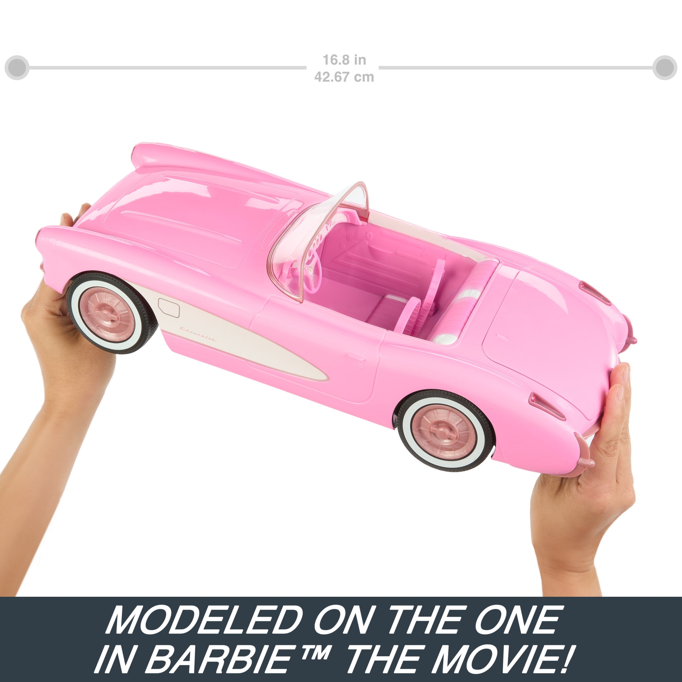 Hot Wheels RC Barbie Corvette 1956 Stingray, Remote Control Car with Movie-Accurate Details, 2.4 GHz Frequency, Fits Two Dolls