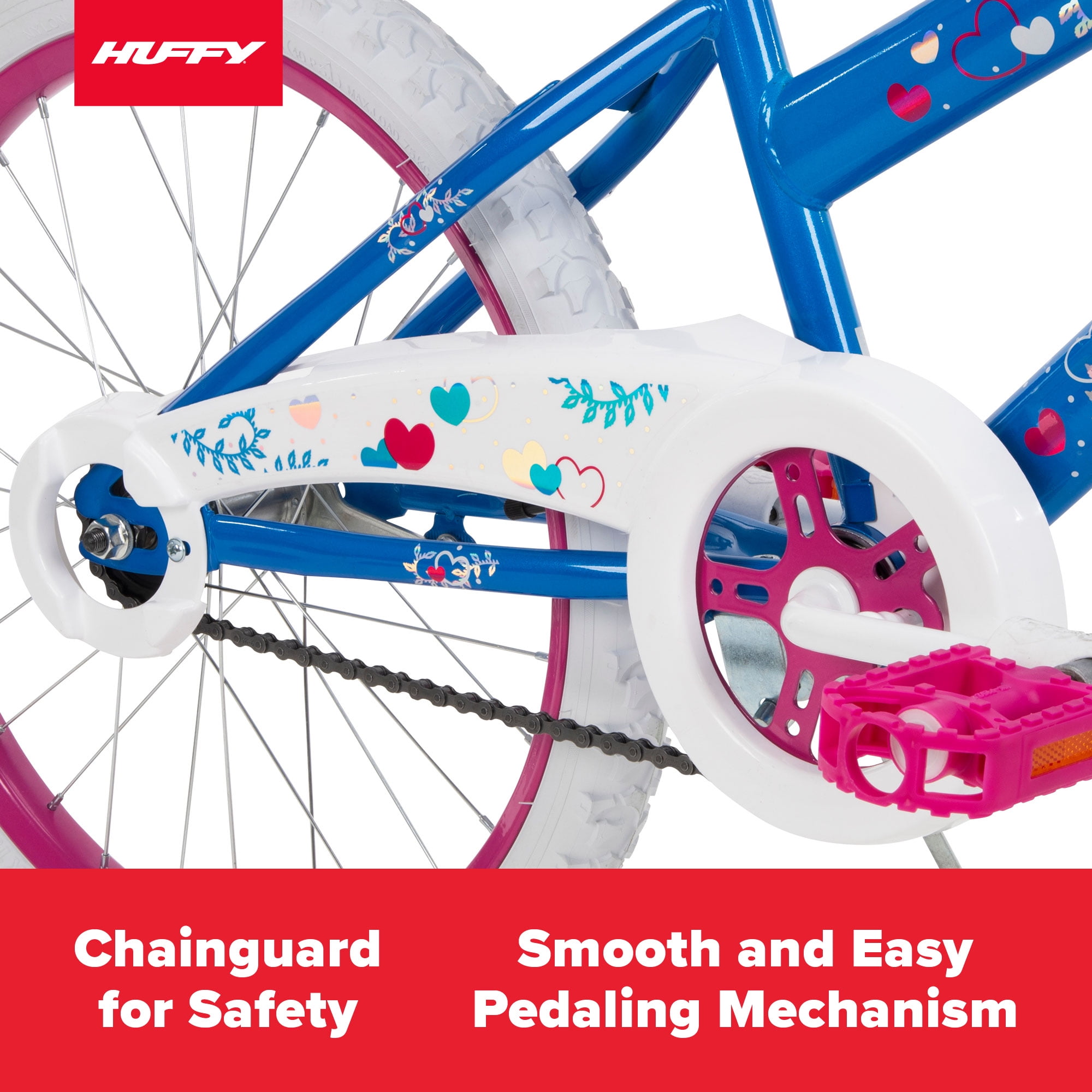 Huffy Sea Star Kids Bike, 20��� Wheels, Ages 5-12, Blue/Pink, Steel Frame, Coaster Brake, Streamers