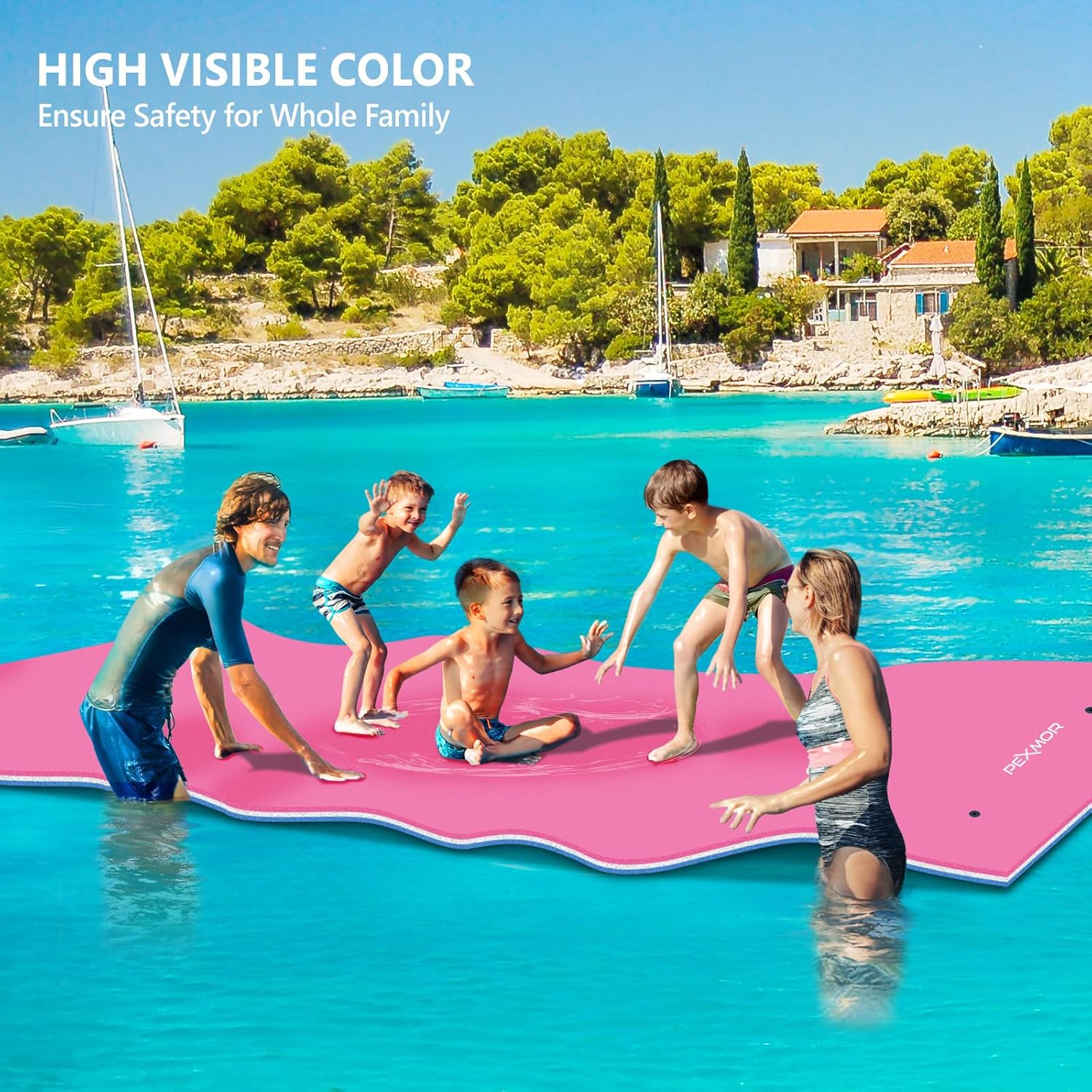 Floating Water Mat, 9/12/18 FT Lily Pad Floating Mat for The Water, 3-Layer XPE Foam Water Floating Island w/Bungee Tether & Storage Straps for Lake Pool Beach River