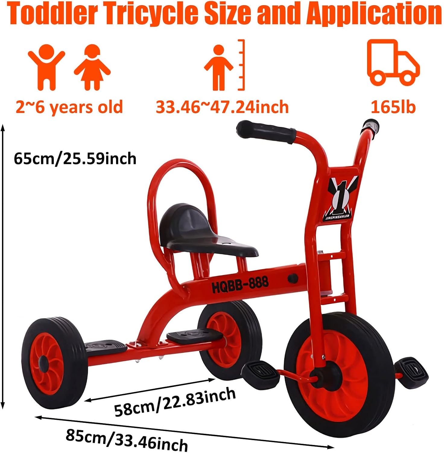 Kids Tricycle for Riders Ages 3+,Preschool Daycare Playground Kids Tricycle with Passenger Seat,Big Kids Tandem Trike with Inflation-Free Rubber Wheels,Kids Outdoor Play Equipment