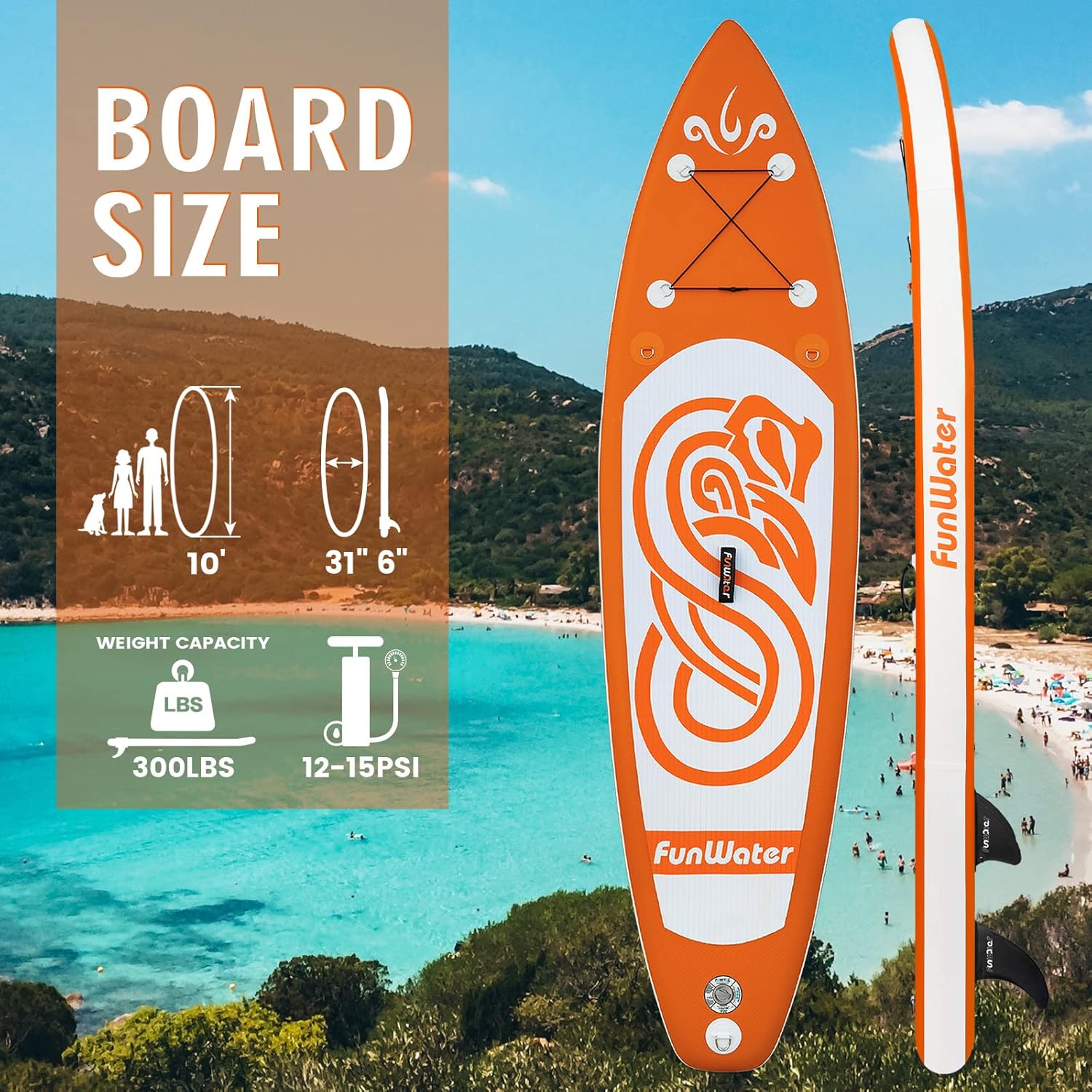 Inflatable Ultra-Light Stand Up Paddle Board for All Skill Levels with Premium SUP Paddleboard Accessories,Non-Slip Comfort Deck for Youth & Adults.