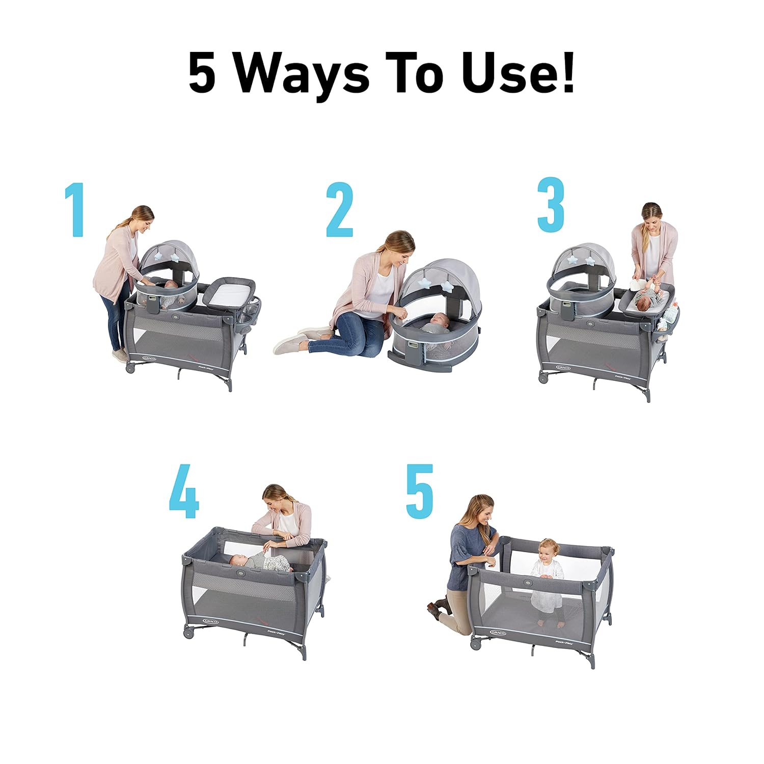 Graco Pack 'n Play Close2Baby Bassinet Playard Features Portable Bassinet Diaper Changer and More, Derby