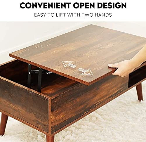 WLIVE Lift Top Coffee Table with Hidden Compartment & Adjustable Storage Shelf