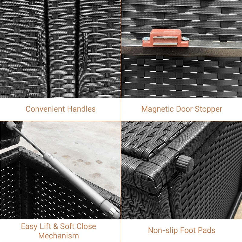 Keter 88 Gallon Rattan Outdoor Deck Storage Box  C Weatherproof Patio Container