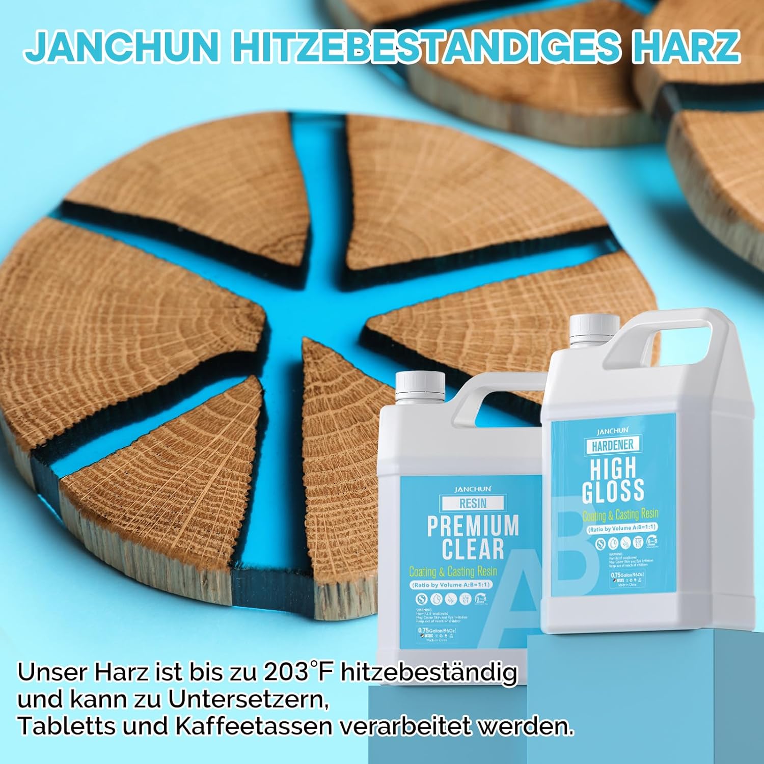2 Gallon Epoxy Resin + 2 Gallon Epoxy Hardener, High Gloss Coating for River Table Tops, Art Casting Resin, Jewelry Making, DIY, Tumblers, Molds, Art Painting, Fast Curing Resin