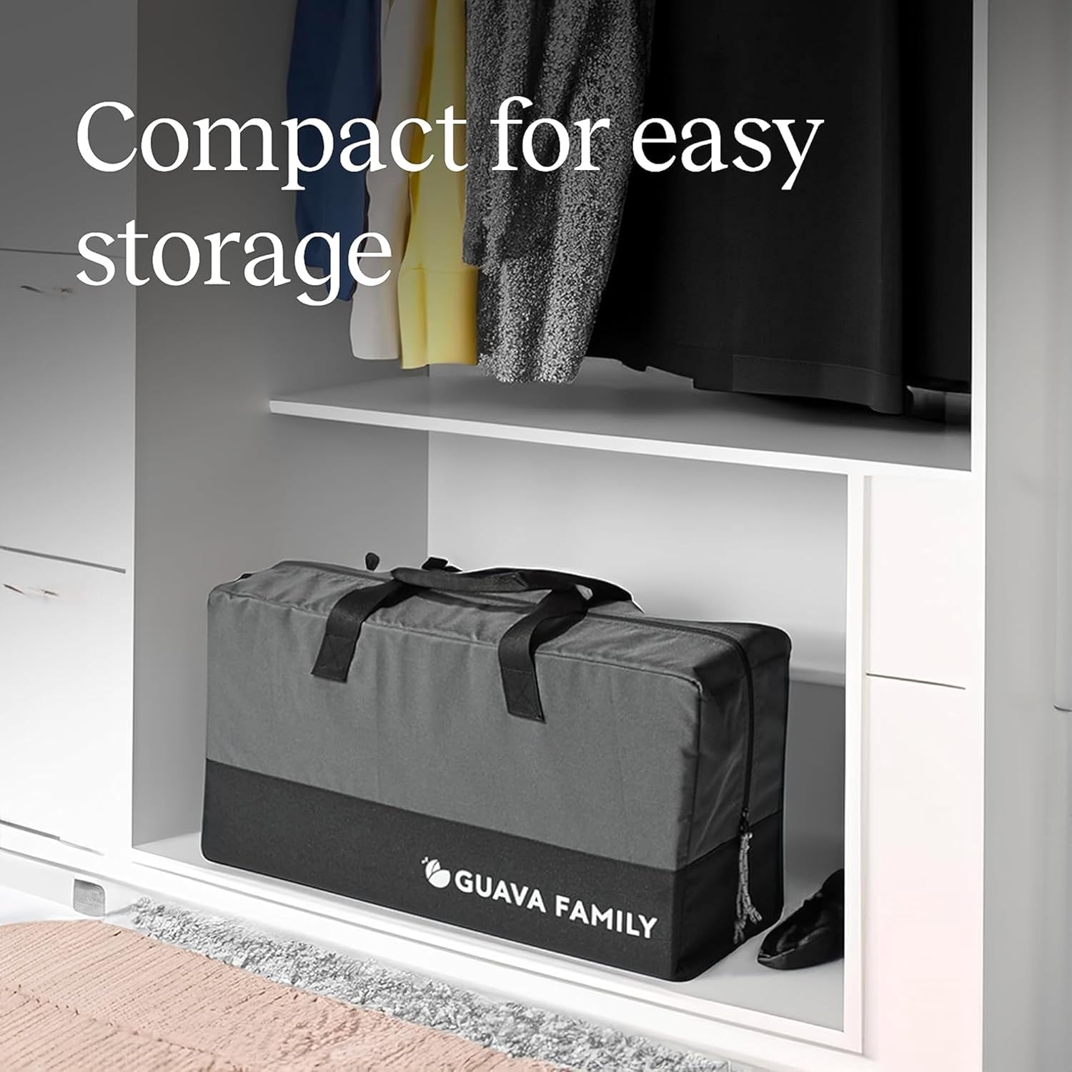 Lotus Travel Crib  C Lightweight Aluminum Portable Play Yard with Backpack, Safe for Infants, Easy Fold, Includes Mattress, Grey/Black/White